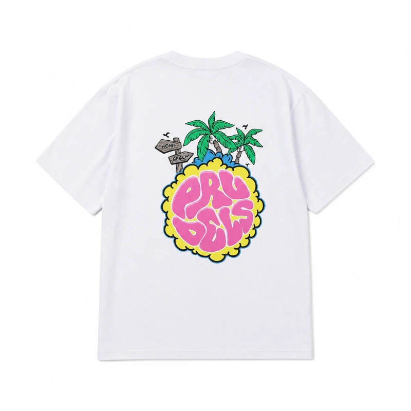 Prudels Kaos Reguler Unisex - Premium Distro Streetwear - Artikel Beach - Cotton 24s Lembut & Nyaman