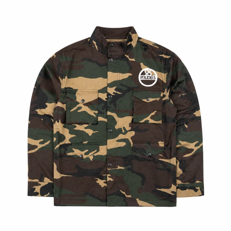 PRUDELS — Jaket Parka Camo — Artikel Guerilla — Military Streetwear Style — High Quality Twill Cotton & Screen Printing