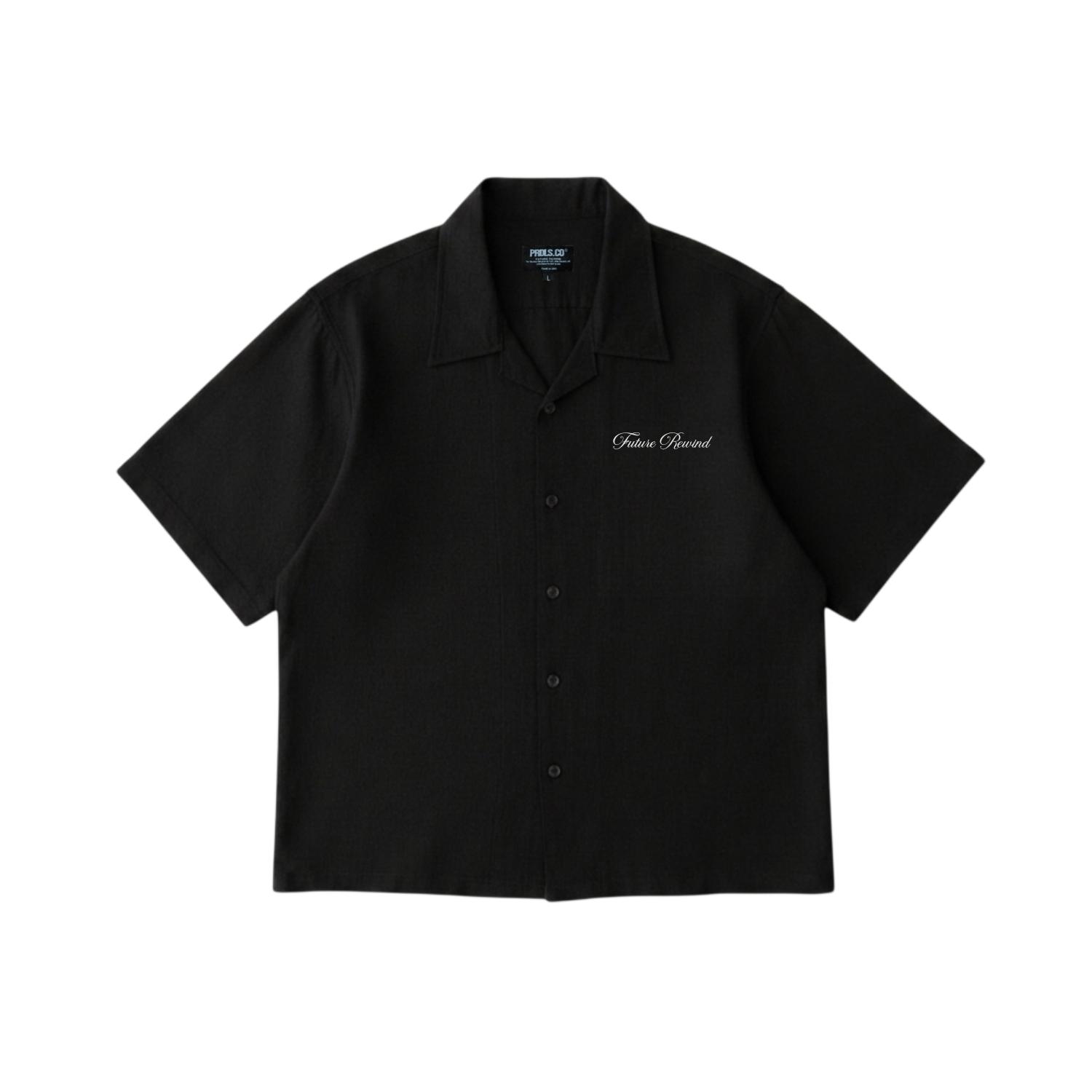 Kemeja Boxy Hitam dan Hijau Unisex PRUDELS Linen Angel Premium Nyaman Kerah Rebah Lengan Pendek M-XXL foto 4