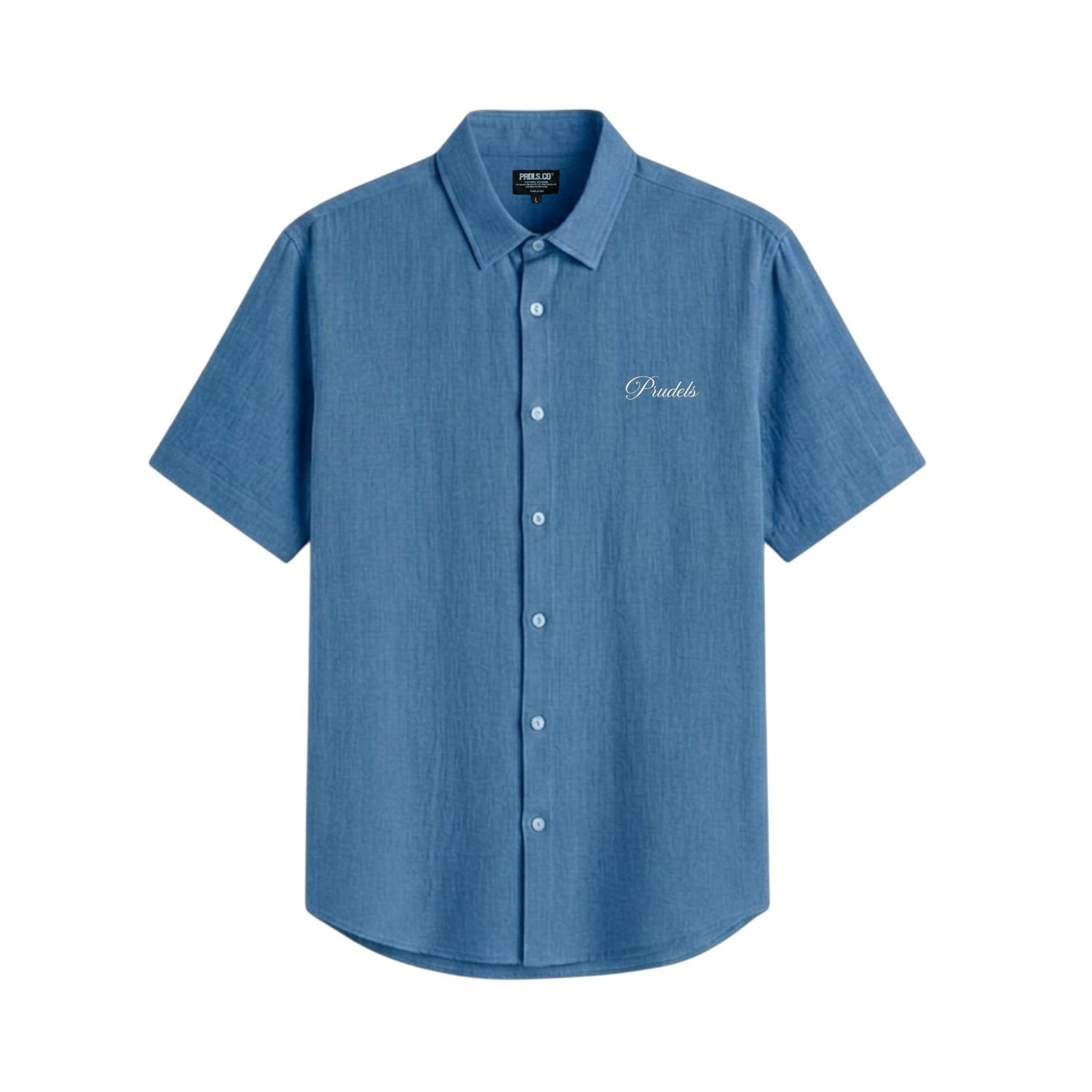 Kemeja Lengan Pendek Unisex PRUDELS Basic Shirt Cotton Chambray 20s Premium Nyaman foto 5