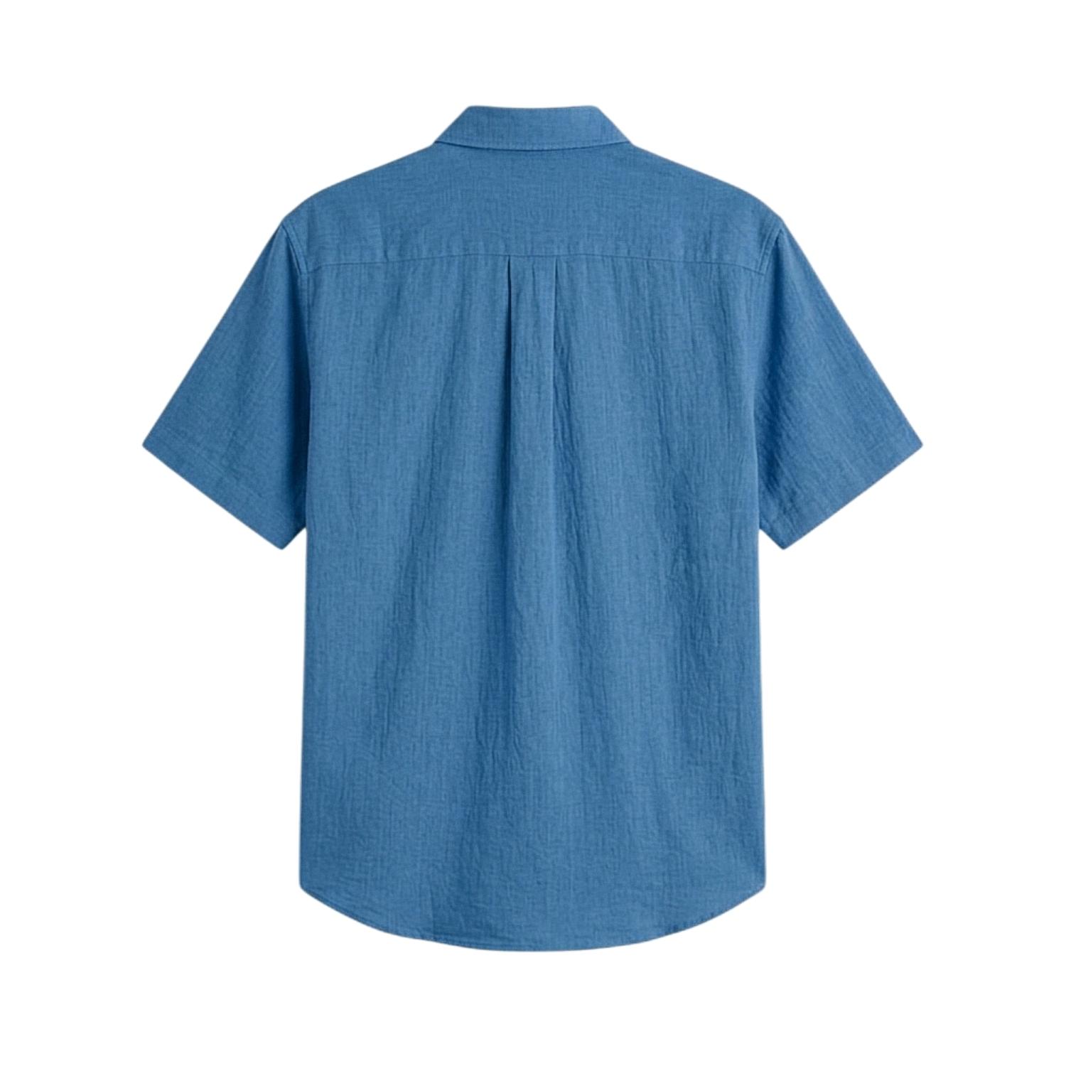 Kemeja Lengan Pendek Unisex PRUDELS Basic Shirt Cotton Chambray 20s Premium Nyaman foto 6