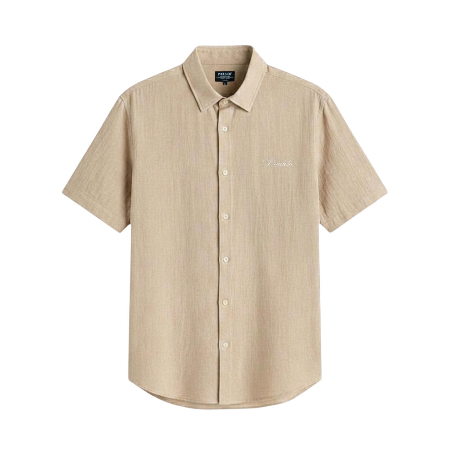 Kemeja Lengan Pendek Unisex PRUDELS Basic Shirt Cotton Chambray 20s Premium Nyaman