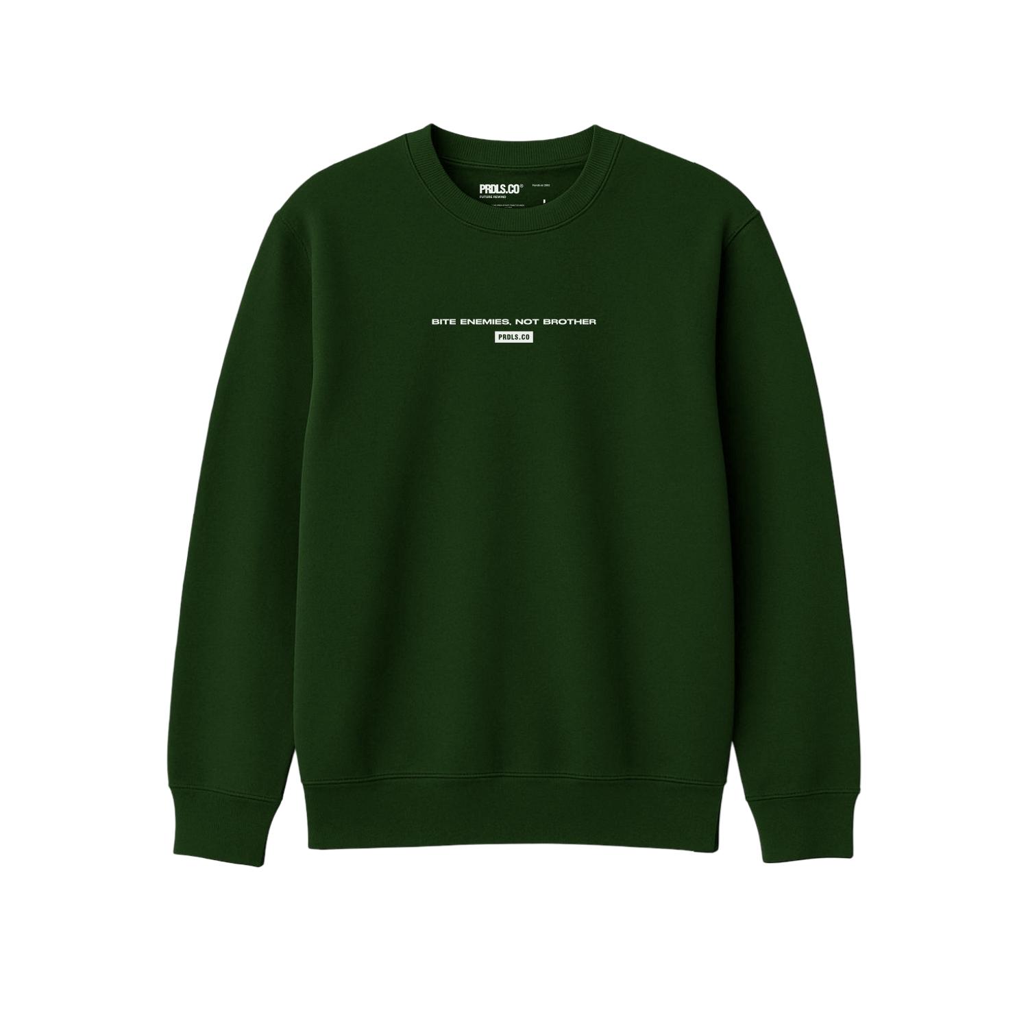 PRUDELS Crewneck BITE Forest Green - Sweater Pria Hijau Botol Sweatshirt Fleece Premium Original