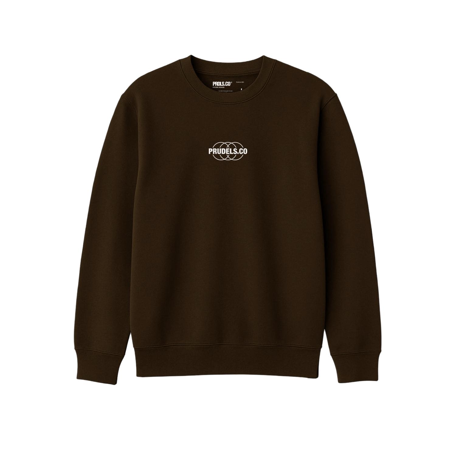 PRUDELS Crewneck Clay - Sweater Pria Minimalis Brown Fleece Lembut Tebal Premium