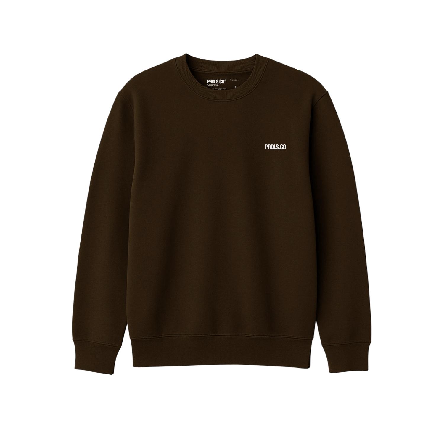 PRUDELS Crewneck Terra - Sweater Pria Minimalis Coklat Brown Earth Tone Fleece Premium