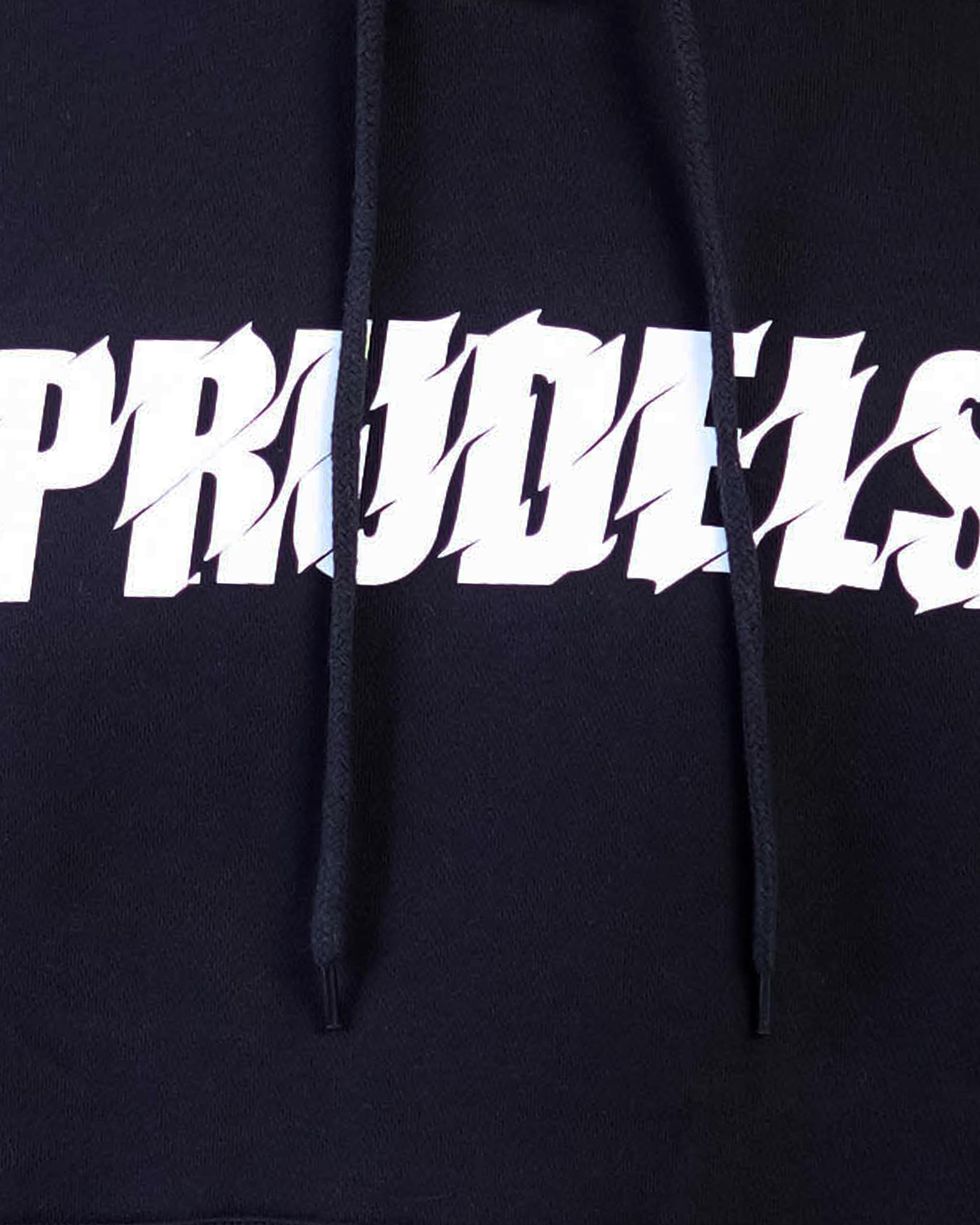PRUDELS — Hoodie Streetwear — Artikel Sliced Black — Sliced Logo High Density — Fleece Cotton 330 Gsm Heavyweight Premium foto 6