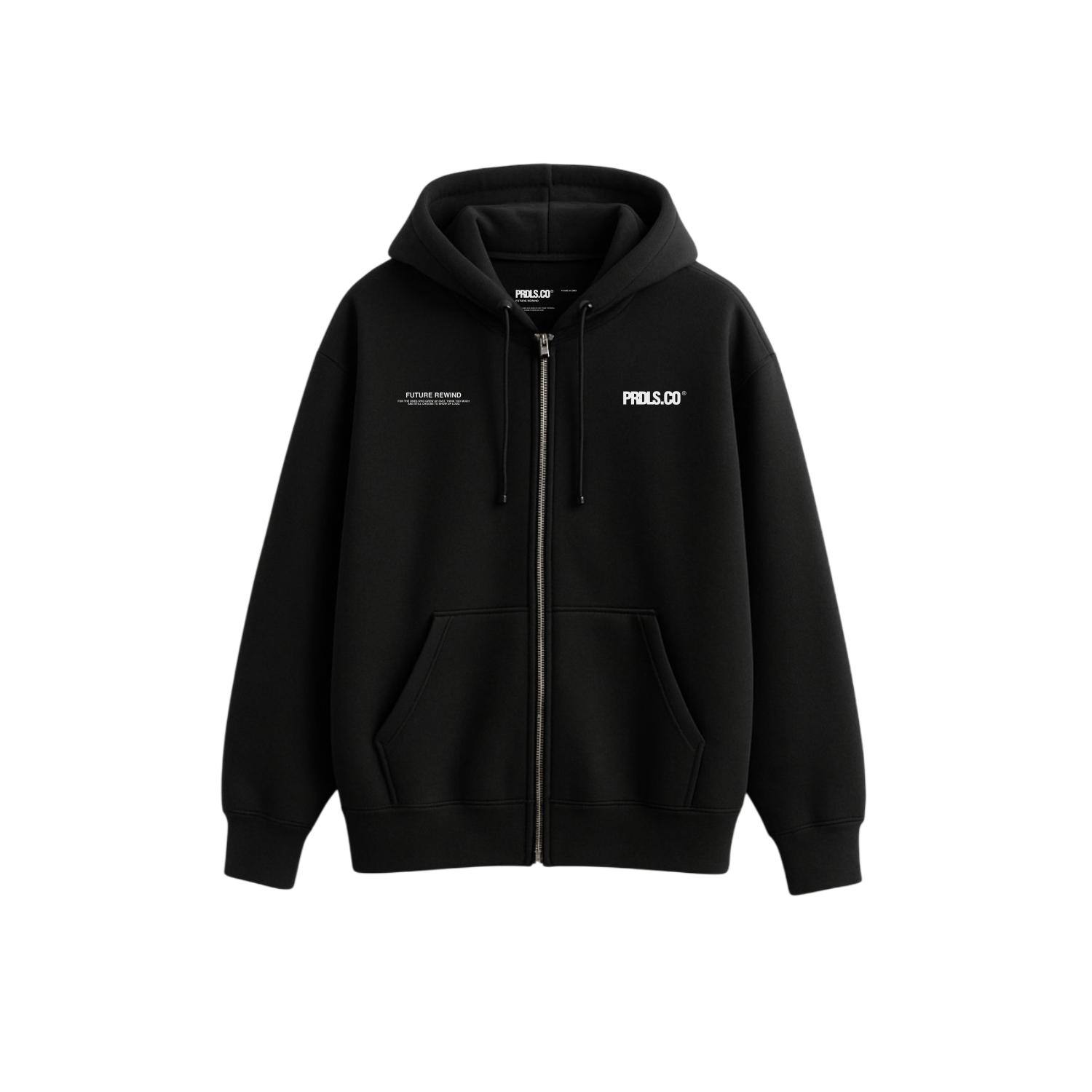 PRUDELS Hoodie Zipper Desire Black - Jaket Resleting Pria Wanita Fleece 330 gsm