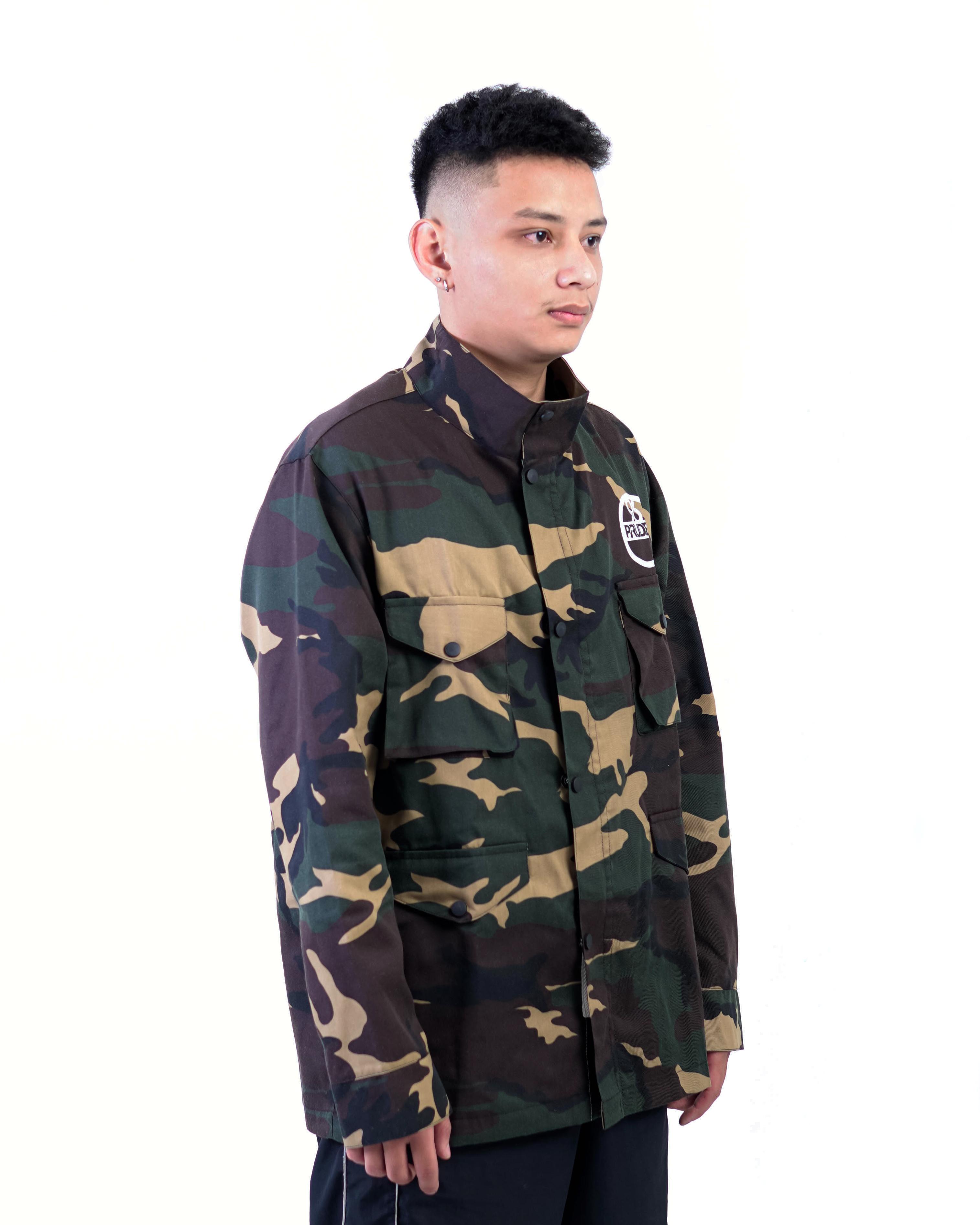 PRUDELS — Jaket Parka Camo — Artikel Guerilla — Military Streetwear Style — High Quality Twill Cotton & Screen Printing foto 2