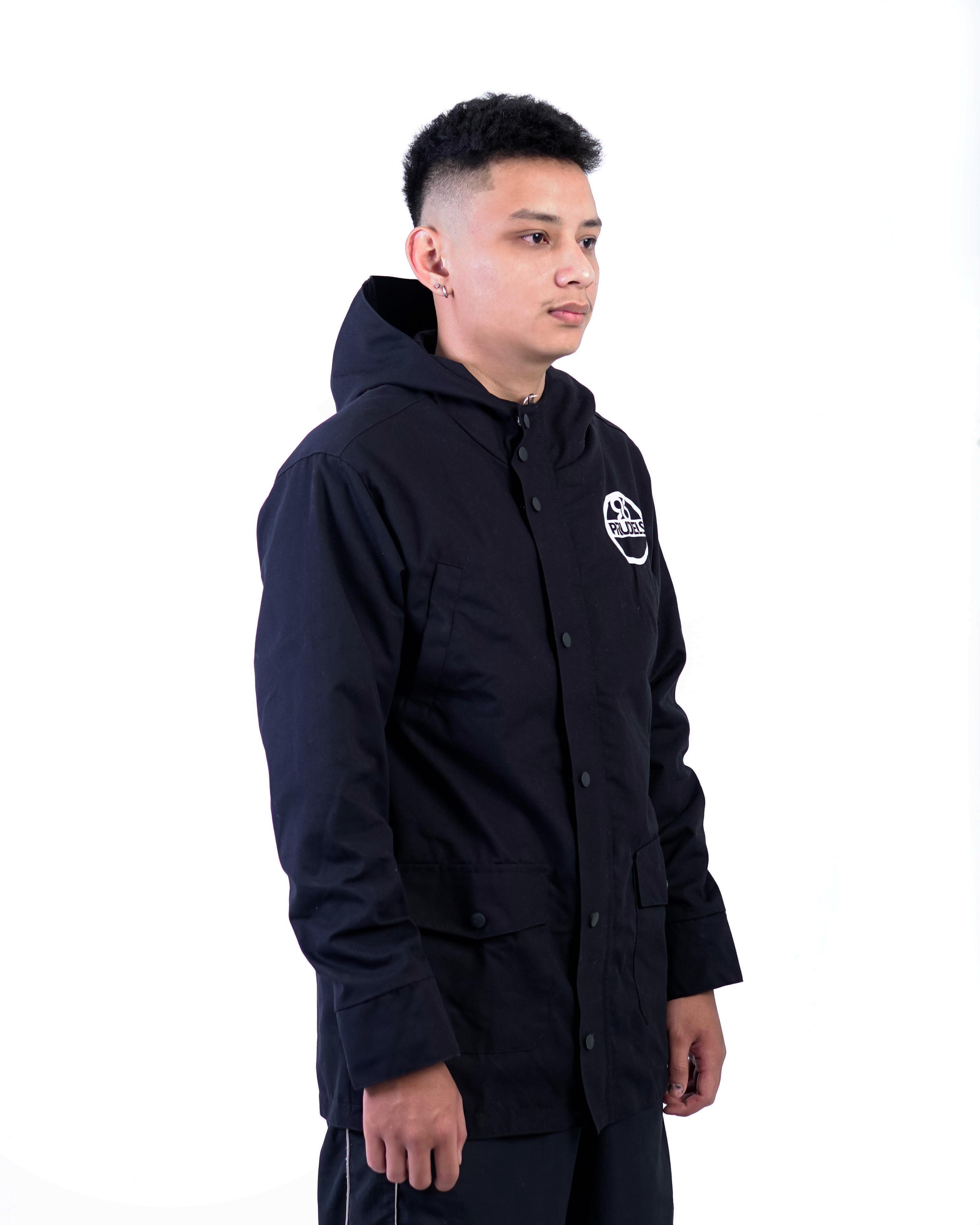 PRUDELS — Jaket Parka Hitam — Artikel Nightraid — Tactical Streetwear Style — High Quality Twill Cotton & Screen Printing foto 2