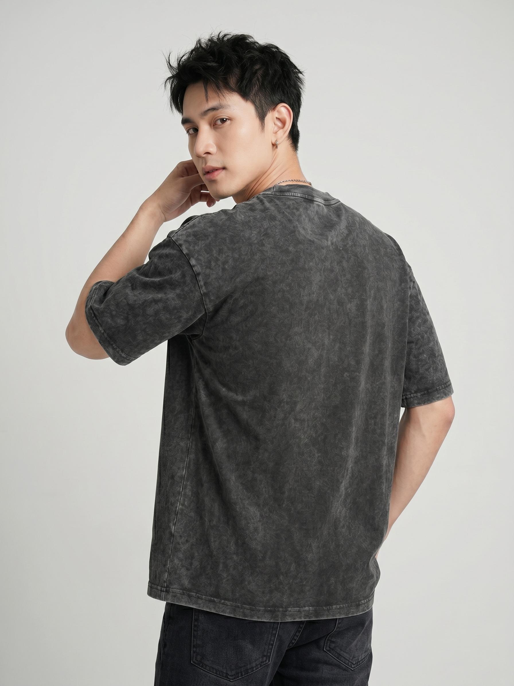 PRUDELS Kaos Oversize Boxy Burn T Shirt Acid Wash Full Cotton 20s Tebal Sejuk foto 4