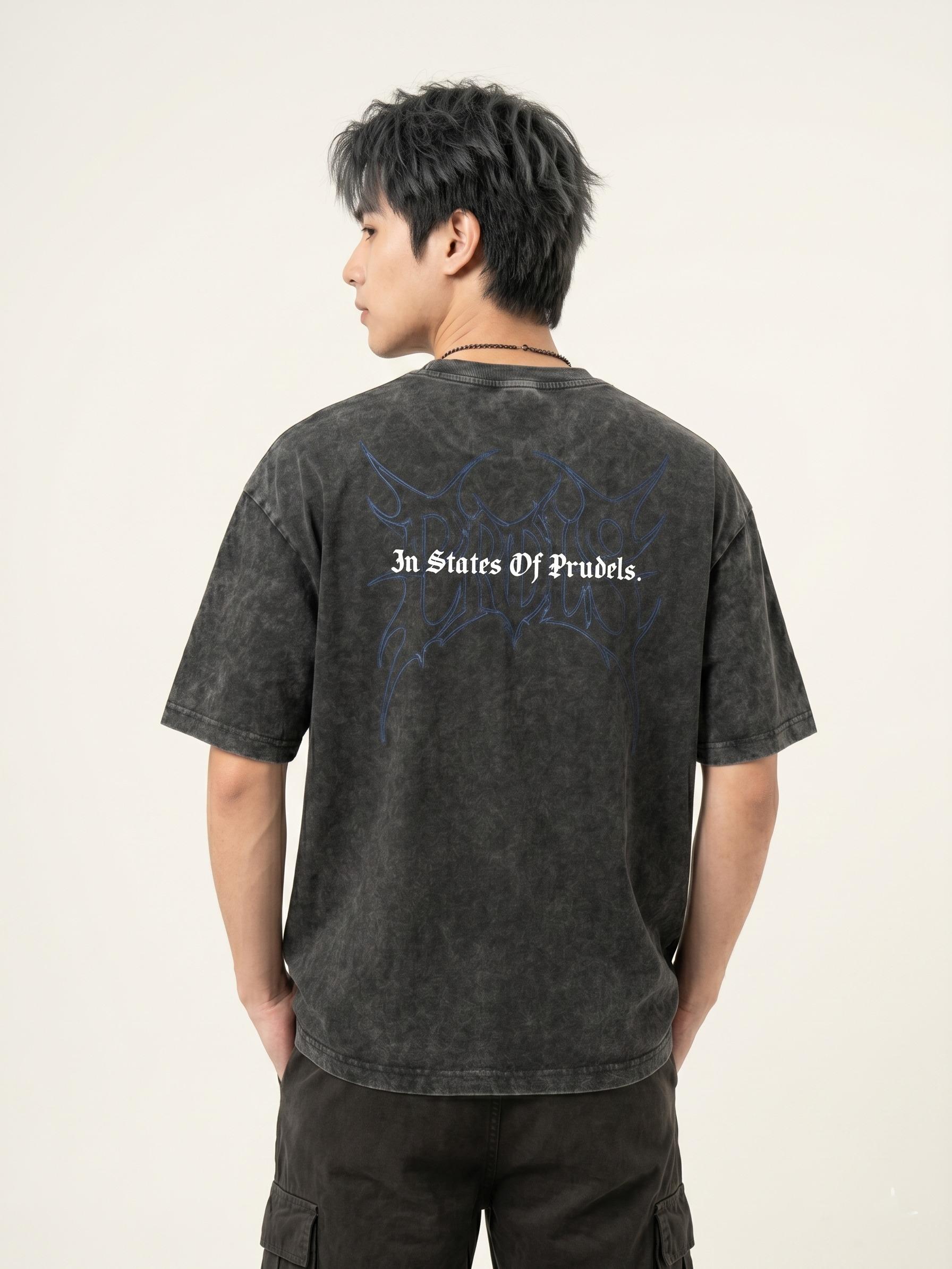 PRUDELS Kaos Oversize Boxy DTH Acid Wash Grey Full Cotton 20s Tebal Adem foto 4