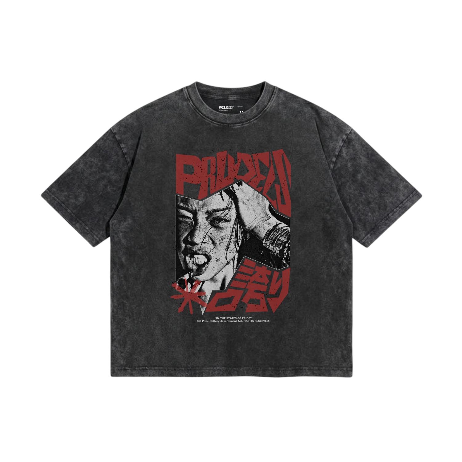PRUDELS Kaos Oversize Boxy GRLH Acid Wash Grey Full Cotton 20s Tebal Adem