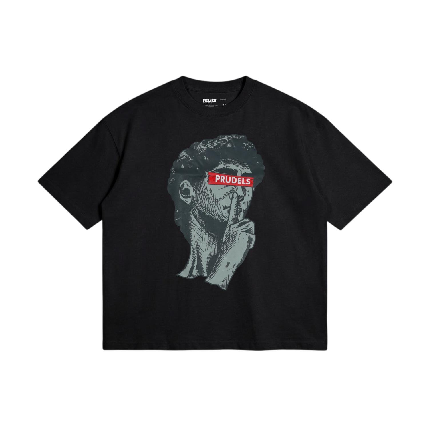 Prudels Kaos Oversize Boxy Hitam Unisex - Premium Distro Streetwear - Artikel Keep - T-Shirt Full Cotton 16s Tebal Nyaman