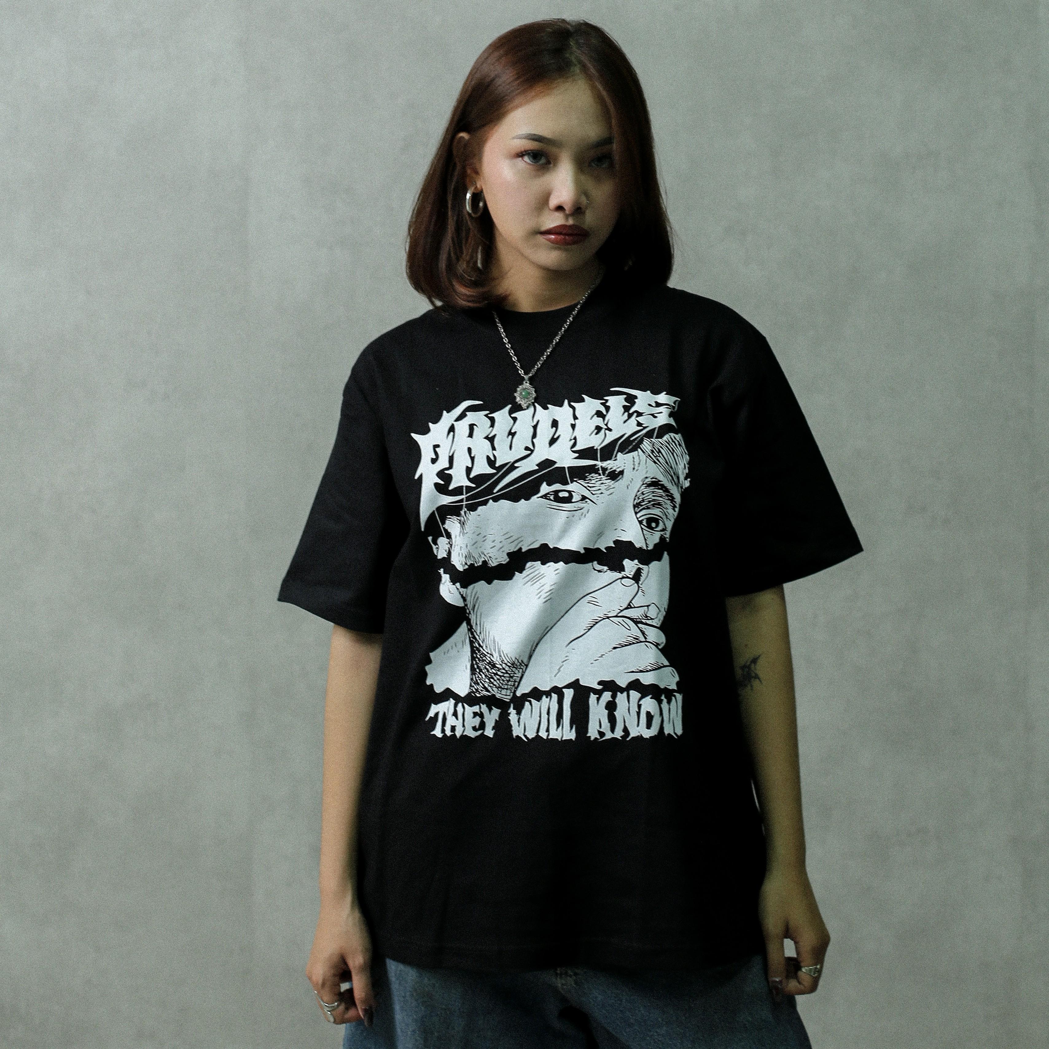Prudels Kaos Oversize Hitam Unisex -  Premium Distro Streetwear - Artikel People - Full Cotton 16s Tebal & Kokoh foto 4