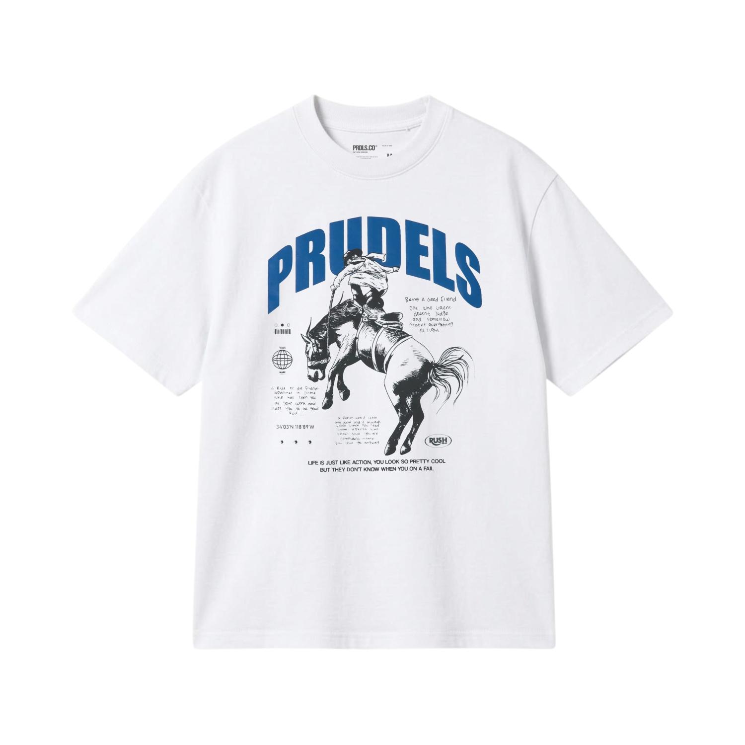 Prudels Kaos Oversize Putih Unisex - Premium Distro Streetwear - Artikel Horse - Full Cotton 16s Tebal & Eksklusif