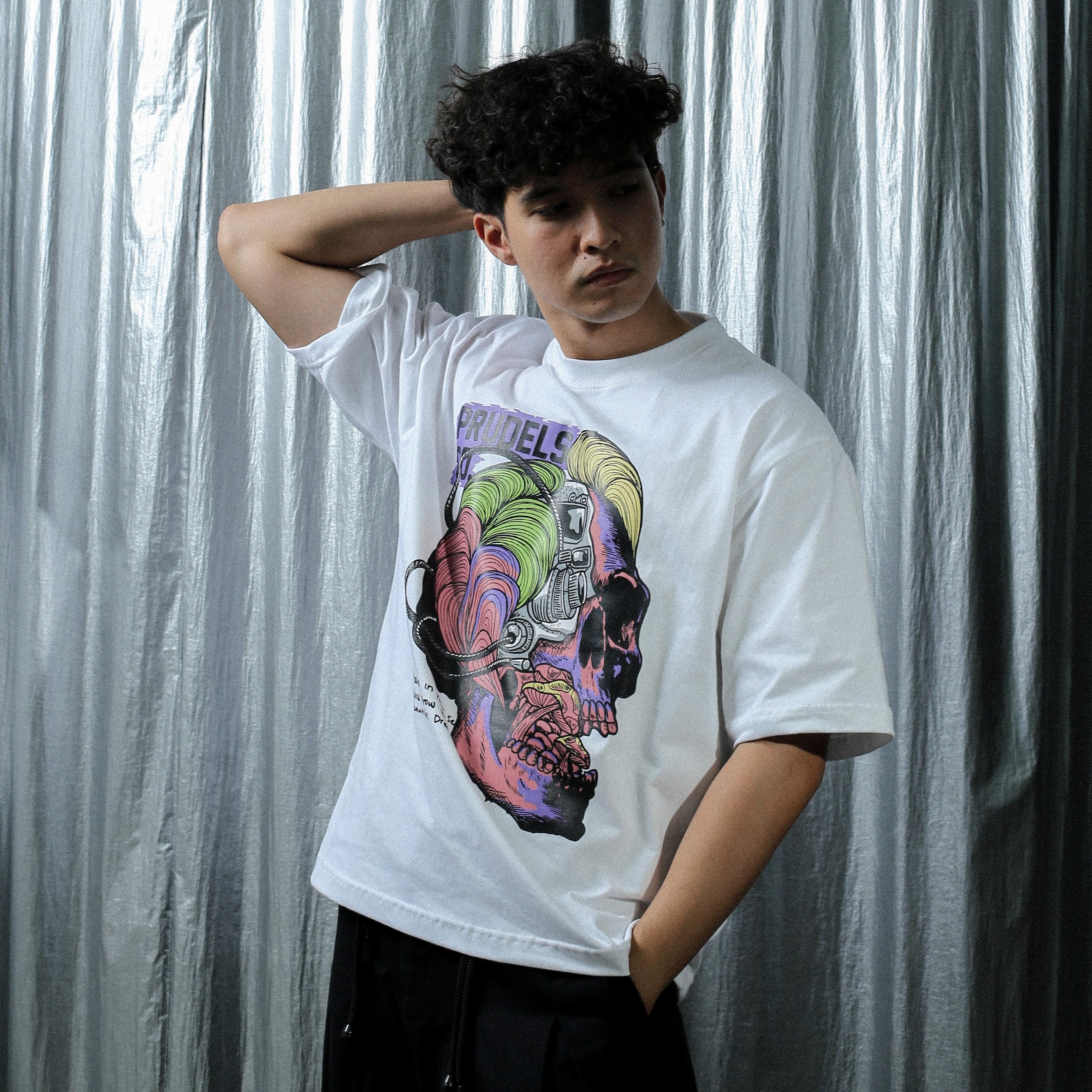 Prudels Kaos Oversize Putih Unisex - Premium Distro Streetwear - Artikel Mindfull - Full Cotton 16s Boxy Fit & Tebal foto 5