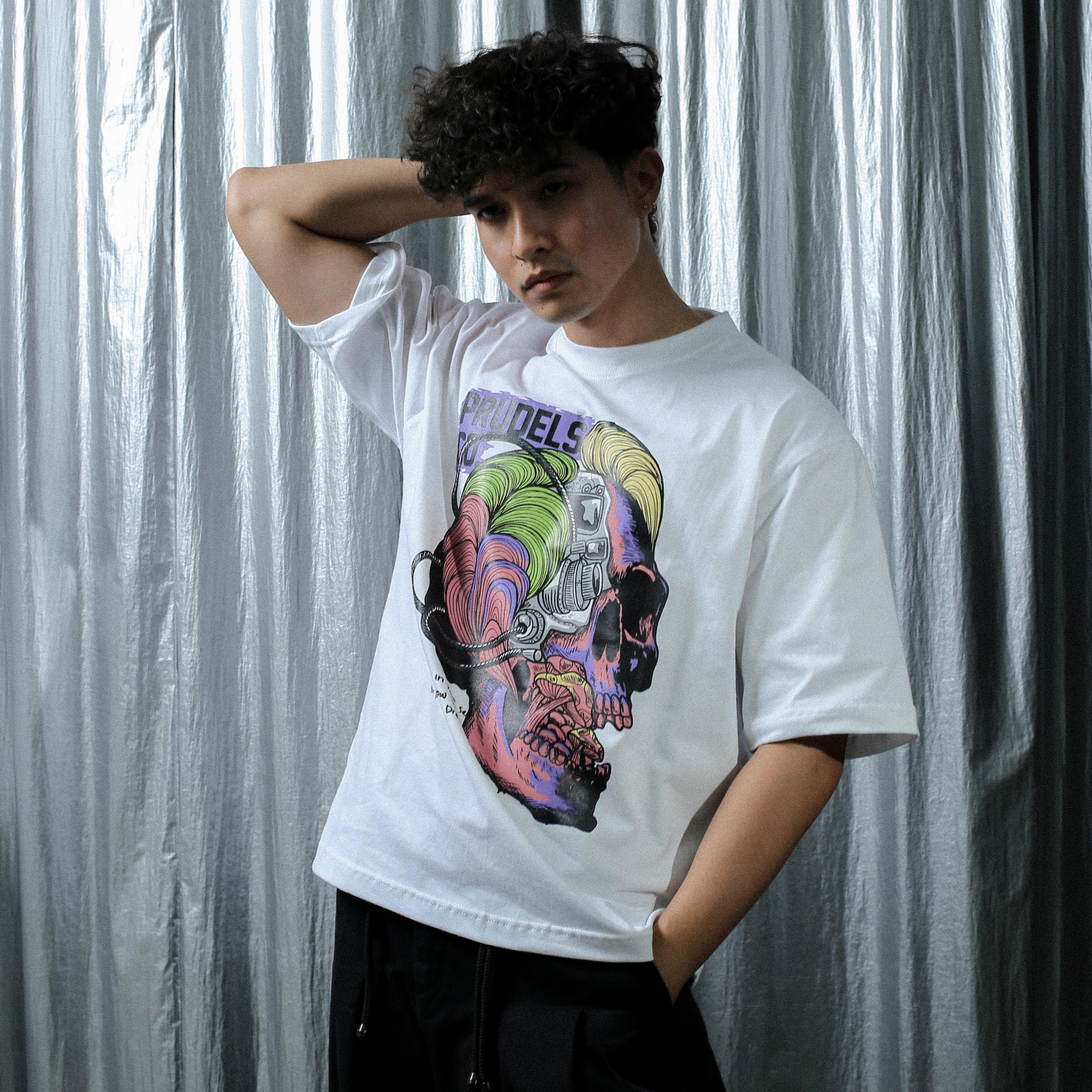 Prudels Kaos Oversize Putih Unisex - Premium Distro Streetwear - Artikel Mindfull - Full Cotton 16s Boxy Fit & Tebal foto 7