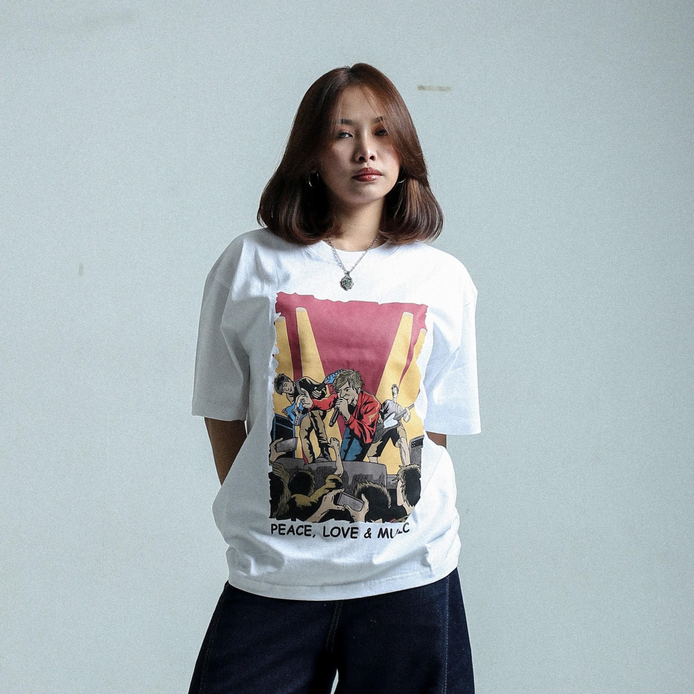 PRUDELS Kaos Oversize Putih Unisex - Premium Distro Streetwear - Artikel Muse - T-Shirt Full Cotton 16s Tebal & Nyaman foto 5