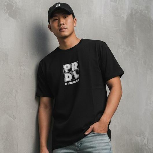 PRUDELS Kaos Pria Hitam Minimalis - Artikel Cube - T-shirt Cowok Premium Cotton 24s Bahan Nyaman Lembut foto 4