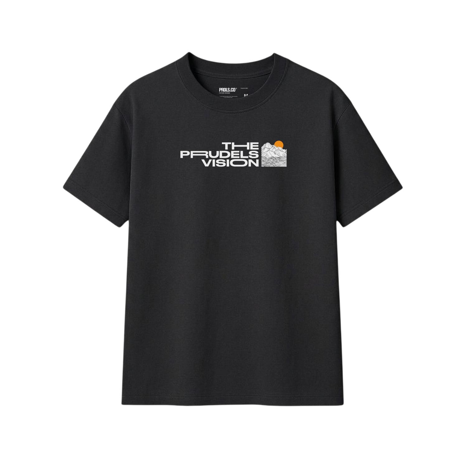 PRUDELS Kaos Pria Hitam Minimalis Reguler - Artikel Vision - T-shirt Cowok Premium Cotton 24s Bahan Nyaman Lembut