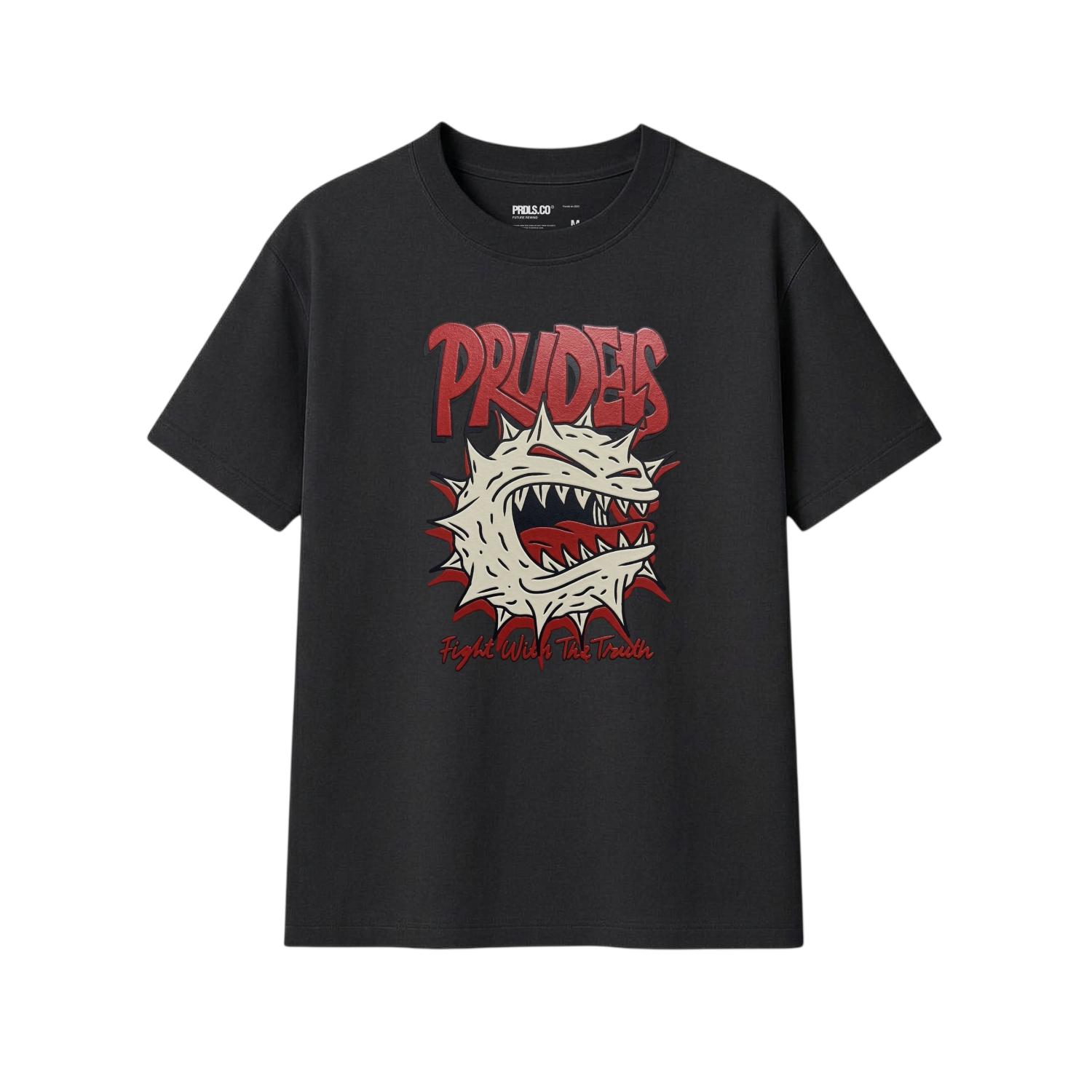 PRUDELS Kaos Reguler Hitam Premium - Artikel Virus - T-Shirt Distro Streetwear Unisex Cotton 24S Sablon Plastisol Awet Bahan Nyaman
