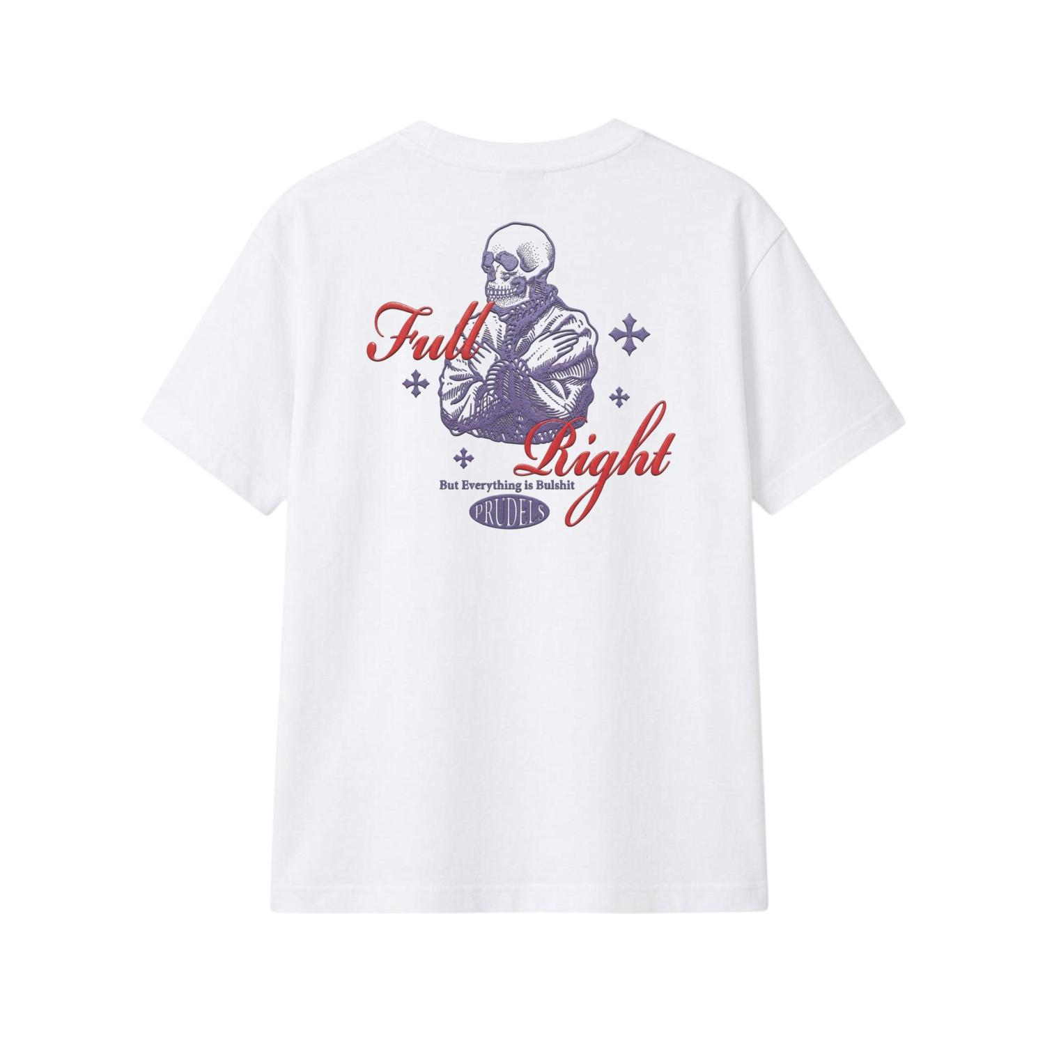 PRUDELS Kaos Reguler Putih - Artikel Full Right - T-Shirt White Distro Streetwear Cotton 24S Bahan Sejuk Adem
