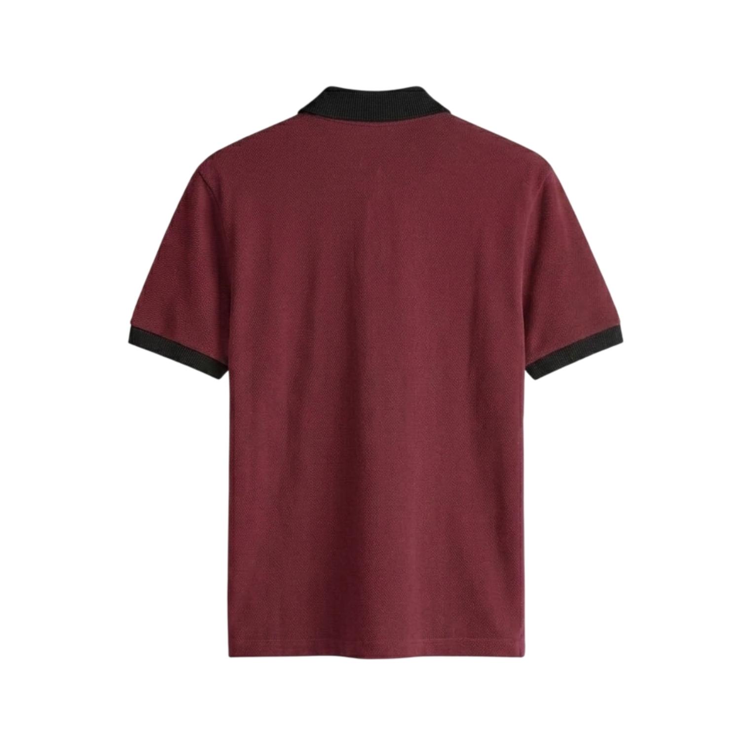 PRUDELS Polo Shirt Pria Maroon Black Kaos Kerah Bordir Pique Cotton Premium foto 2
