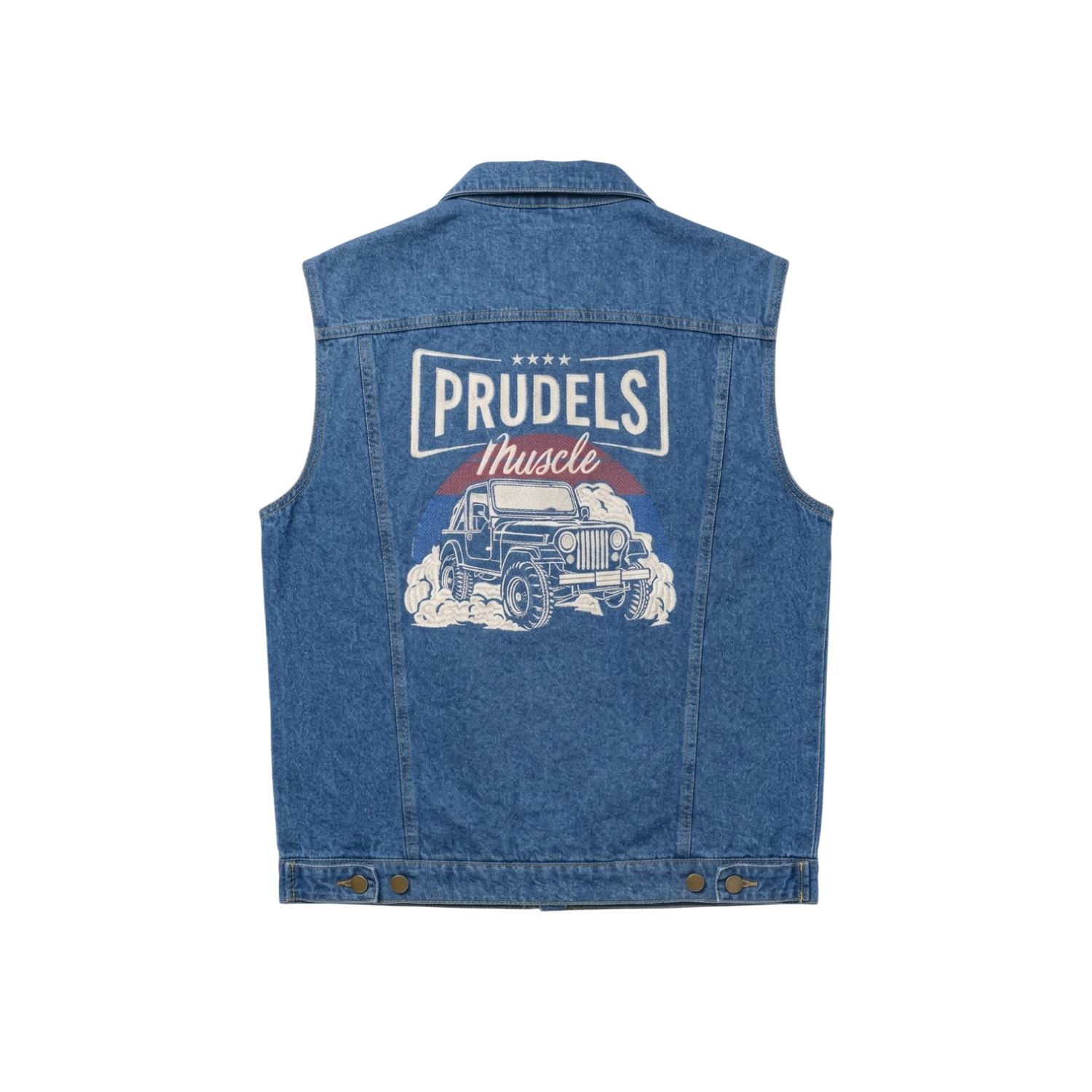 Prudels Rompi Denim Pria Light Blue - Jaket Jeans Tanpa Lengan Distro - Denim Vest Muscle Graphic Jeep Retro foto 2