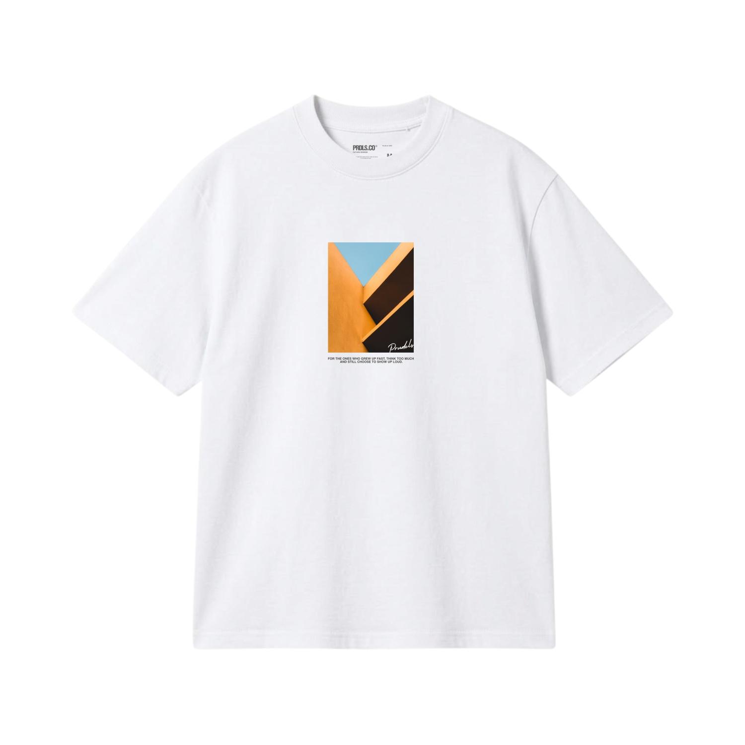 PRUDELS T-Shirt - Kaos Oversize Heavyweight - Kaos Putih Unisex Minimalis - Artikel Build - Full Cotton 20s