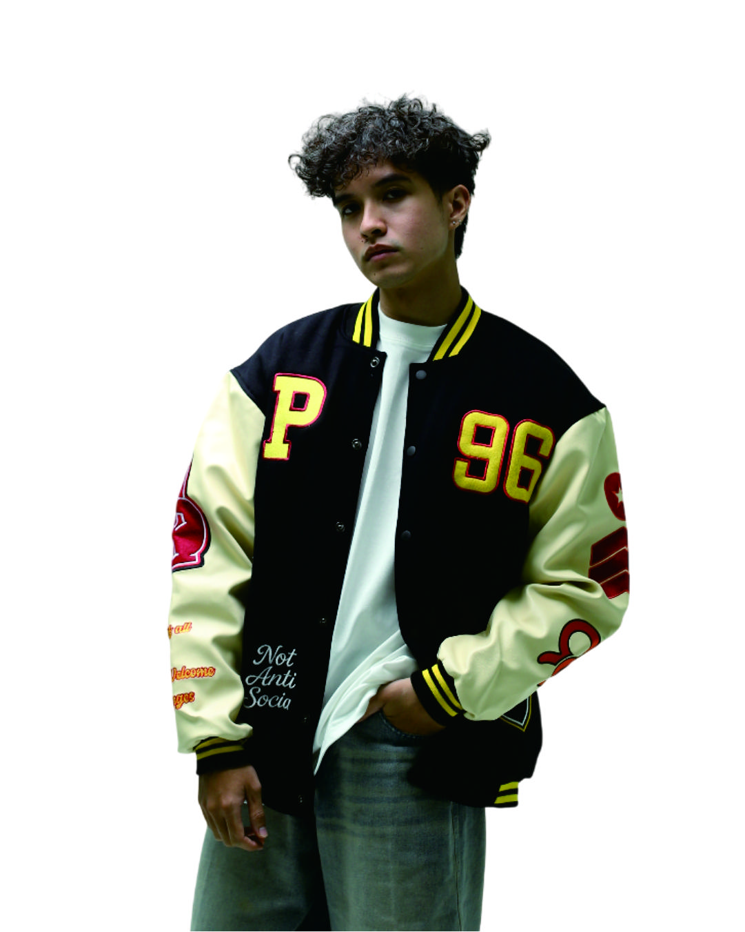 Prudels Varsity Jacket Vintage Streetwear Patch - Jaket Baseball Pria - Premium Material foto 5