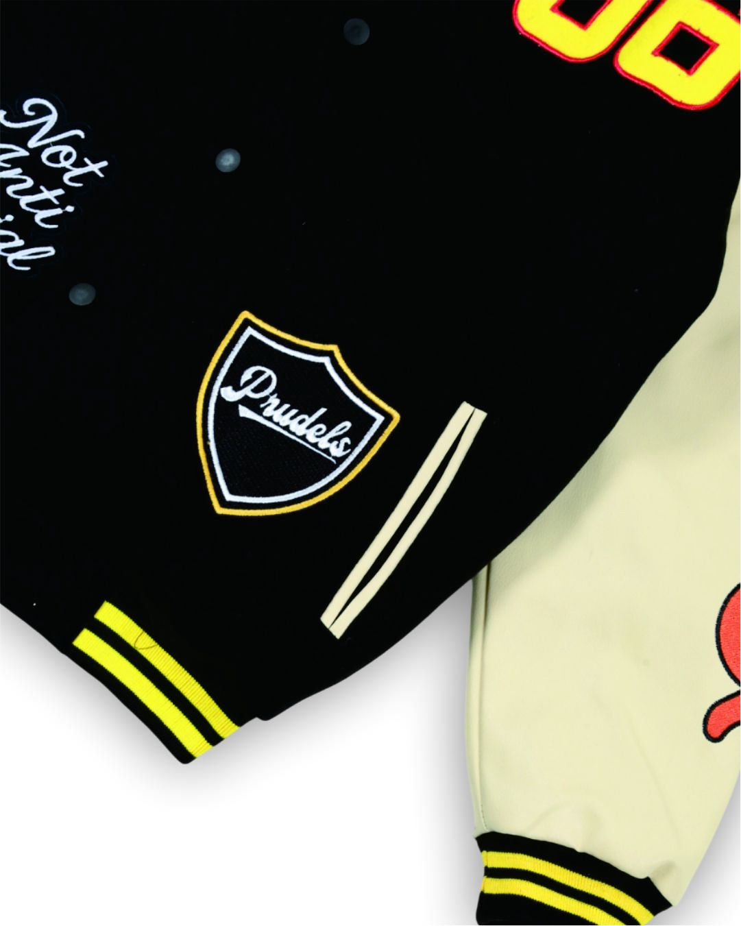Prudels Varsity Jacket Vintage Streetwear Patch - Jaket Baseball Pria - Premium Material foto 6