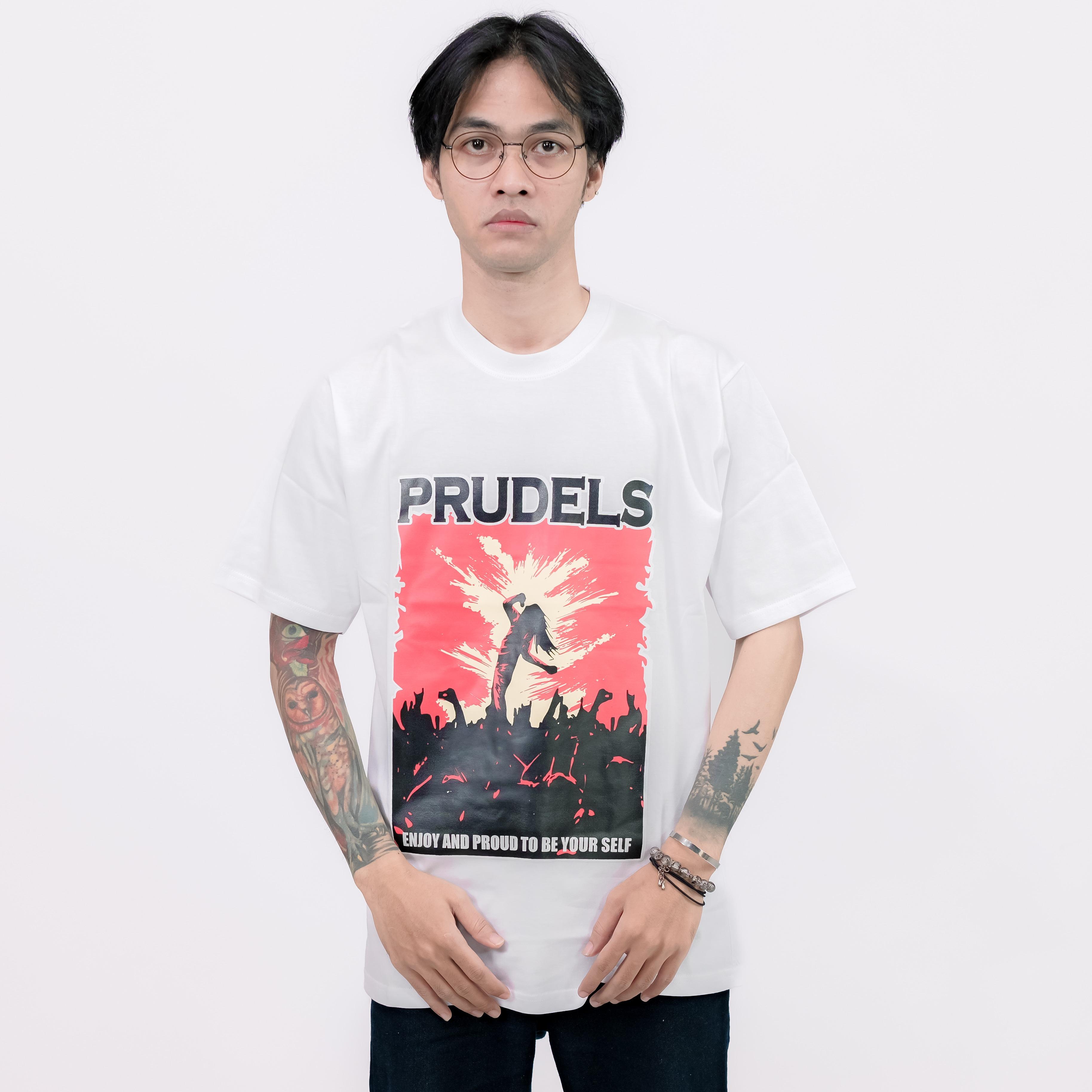 RUDELS Kaos Reguler Putih Premium - Artikel Self Proud - T-Shirt Distro Streetwear Unisex Cotton 24S Sablon Plastisol Awet foto 9